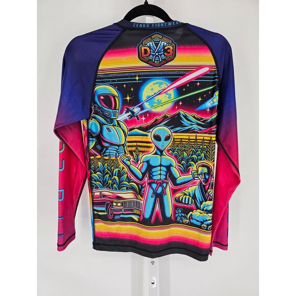 Zenco Fightwear Mens M Long Sleeve Athletic Shirt Alien Bright Colors Colorado - Picture 4 of 5